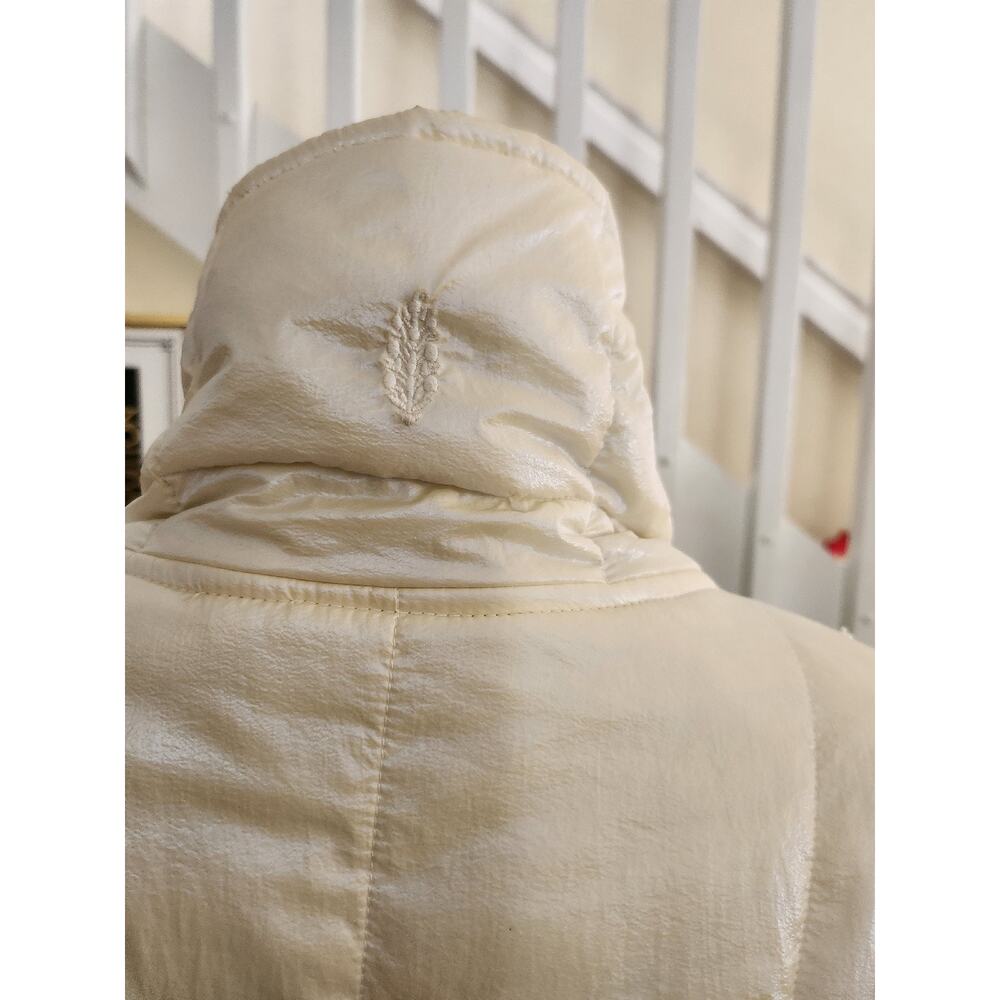 Free People Off White Cable Knit Puffer Jacket Zip up Size L - Picture 6 of 6
